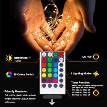 39Ft 120 LED Fairy Lights Battery Operated, RGB Color Changing String Lights with Remote, Timer - Battery Powered Fairy Lights for Bedroom Party, Twinkle Lights for Indoor Outdoor Christmas Decoration
