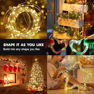 39Ft 120 LED Fairy Lights Battery Operated, RGB Color Changing String Lights with Remote, Timer - Battery Powered Fairy Lights for Bedroom Party, Twinkle Lights for Indoor Outdoor Christmas Decoration
