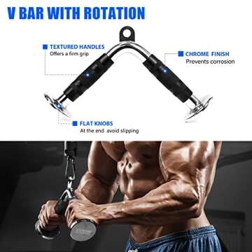 POWER GUIDANCE Cable Machine Attachment, LAT Pulldown Attachments, Cable Attachments for Gym, Home G...