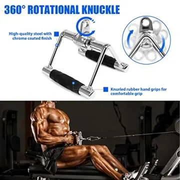 POWER GUIDANCE Cable Machine Attachment, LAT Pulldown Attachments, Cable Attachments for Gym, Home Gym Accessories (3.0 V Handle + Triceps Rope + V-Shaped Bar)