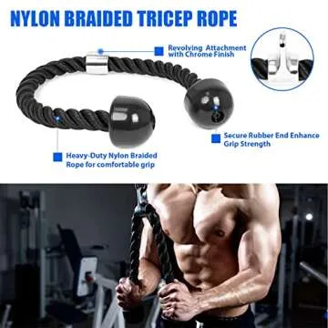 POWER GUIDANCE Cable Machine Attachment, LAT Pulldown Attachments, Cable Attachments for Gym, Home Gym Accessories (3.0 V Handle + Triceps Rope + V-Shaped Bar)
