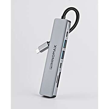 USB C Hub HDMI, INNOMAX 7 in 1 USB C to USB 3.0 Hub, Multiport Adapter with 4K HDMI, 100W Power Delivery, 1 USB-C and 2 USB-A Data Ports, microSD and SD Card Reader for MacBook Pro Air, iPad etc