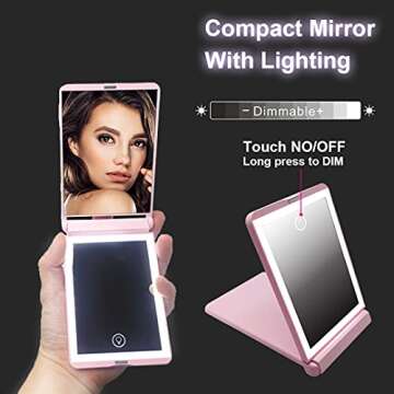 ONELAS LED Lighted Compact Mirror with Magnification