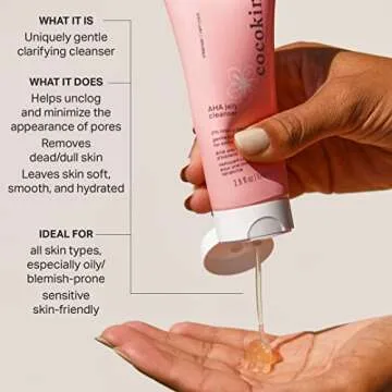 Cocokind AHA Jelly Cleanser, Gentle Face Wash and AHA BHA Cleanser with Hyaluronic Acid, Exfoliating...