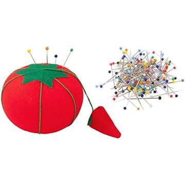 1.75 Inch Tomato Pin Cushion Pincushion with Strawberry Emery (Red)
