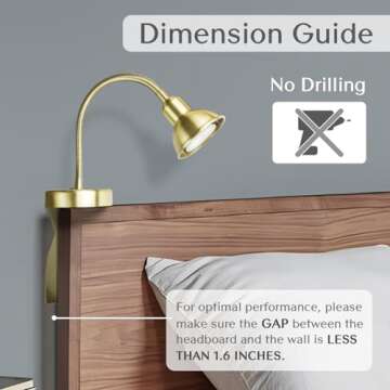 Solfres Headboard Reading Light - No Drill Dimmable Lamp