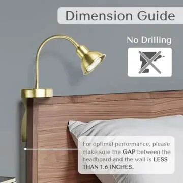 Solfres Headboard Reading Light - No Drill Dimmable Lamp
