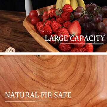 DeziWood Wooden Bowl, Natural Root Wood Crafts Bowl Salad Serving Bowls, Large Wood Bowl for Fruit Nut or Decor (10"-12")