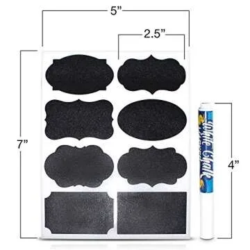 ArtCreativity Pack of 120 Chalkboard Labels for Buckets with a Liquid Chalk Marker, Waterproof and Erasable Stickers in Assorted Designs, Reusable Chalk Board Labels for Jars and Art & Craft Supplies