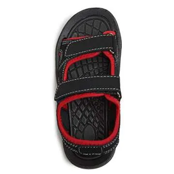 Skysole Boys Double Adjustable Strap Lightweight Slippers, Red, 11-12 Little Kid