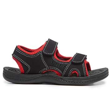 Skysole Boys Double Adjustable Strap Lightweight Slippers, Red, 11-12 Little Kid