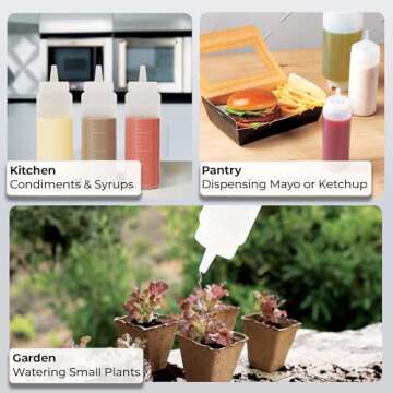 Restaurantware-8 Ounce Condiment Squeeze Bottle, 1 With Lid Plastic Squeeze Bottle - Precison Dispensing Tip, Flexible, Clear Plastic Squeeze Bottle For Sauces, For Sauces, Spreads, Or Condiments,