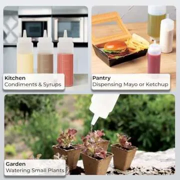 Restaurantware-8 Ounce Condiment Squeeze Bottle, 1 With Lid Plastic Squeeze Bottle - Precison Dispensing Tip, Flexible, Clear Plastic Squeeze Bottle For Sauces, For Sauces, Spreads, Or Condiments,