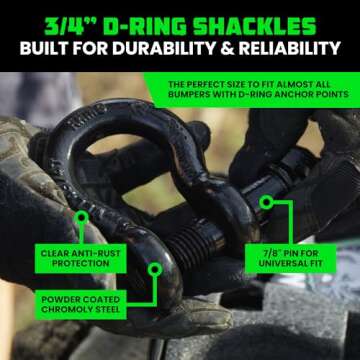 Rhino USA Heavy-Duty Recovery Gear Combos Off-Road Truck Vehicle Recovery, Best Offroad Towing Accessories - Backed for Life (20' Strap + Shackles)