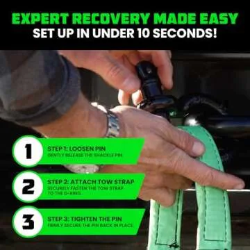 Rhino USA Heavy-Duty Recovery Gear Combos Off-Road Truck Vehicle Recovery, Best Offroad Towing Accessories - Backed for Life (20' Strap + Shackles)