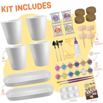 4 Set Paint & Plant Flower Gardening Kit - Gifts for Girls Ages 8-12, Arts and Crafts for Kids Ages 8-12, Kids Gardening Set, Birthday Toys Easter Gifts for Girls Boys Ages 4 5 6 7 8 9 10 11 12