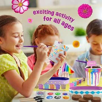 4 Set Paint & Plant Flower Gardening Kit - Gifts for Girls Ages 8-12, Arts and Crafts for Kids Ages 8-12, Kids Gardening Set, Birthday Toys Easter Gifts for Girls Boys Ages 4 5 6 7 8 9 10 11 12