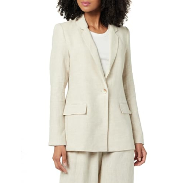 The Drop Women's Blake Long Blazer - Timeless Natural Linen Staple
