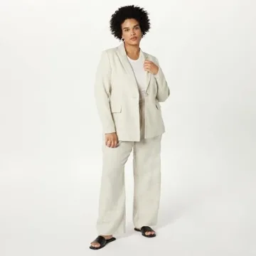 The Drop Women's Blake Long Blazer Natural Linen