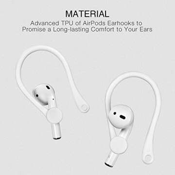 Ear Hooks Compatible with Apple AirPods Pro 2, Pro, 3, 2 and 1, ICARERSPACE AirPods Ear Hooks for Running, Jogging, Cycling, Gym - White