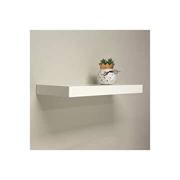 InPlace Shelving 9084670 Slimline Floating Wall Shelf, 8” D x 48” W x 1.25” H, White