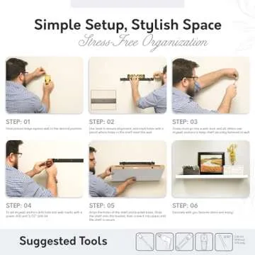 InPlace Shelving 9084670 Slimline Floating Wall Shelf, 8” D x 48” W x 1.25” H, White