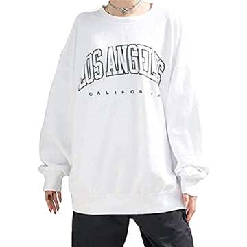 Women's Oversized Sweatshirt Los Angeles California Crewneck Long Sleeve Casual Loose Pullover Tops