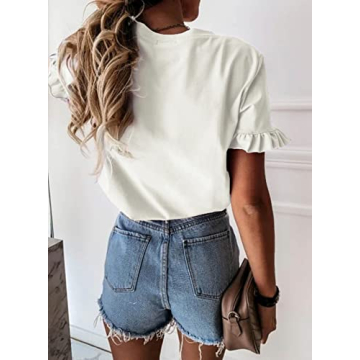 PRETTYGARDEN Women's Ruffle Sleeve Casual Summer Tee
