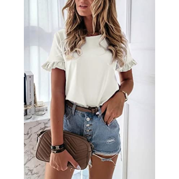 PRETTYGARDEN Women's Ruffle Sleeve Casual Summer Tee