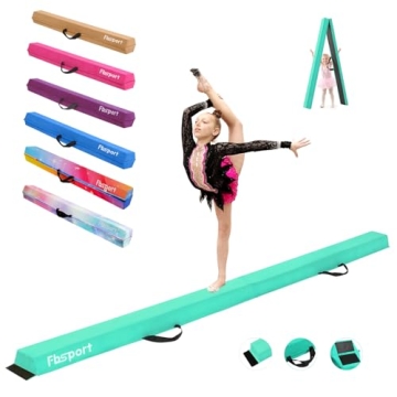 FBSPORT 8ft Balance Beam: Folding Floor Gymnastics Equipment for Kids Adults,Non Slip Rubber Base, G...