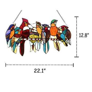 Capulina Mothers Day Stained Glass Birds Gifts Window Hangings 9 Multicolor Birds on a Wire Suncatch...