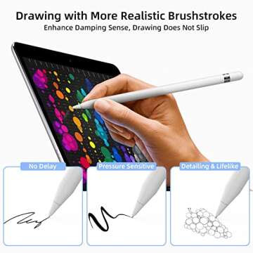Replacement Tips for Apple Pencil 1st/2nd Generation - Upgraded Longer Fine Point High Sensitive Pen Like iPencil Nib, No Wear Out Noiseless Precise Control Stylus Tip for iPad Pro Pencil - White