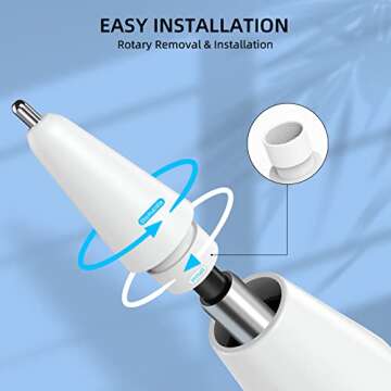 Replacement Tips for Apple Pencil 1st/2nd Generation - Upgraded Longer Fine Point High Sensitive Pen Like iPencil Nib, No Wear Out Noiseless Precise Control Stylus Tip for iPad Pro Pencil - White