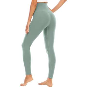 ECHOINE Womens Yoga Legging - Buttery Soft Tummy Control High Waist Workout Pants Legging Sports Tights Light Green