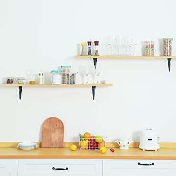 3 Pack Wire Storage Baskets, Storage Baskets Organizing Bins with Wood Handle for Pantry, Bathroom, Freezer White