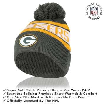 Ultra Game NFL Unisex Green Bay Packers Beanie with Touch Screen Gloves