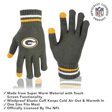 Ultra Game NFL Green Bay Packers Beanie and Gloves Set