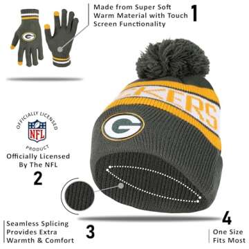 Ultra Game NFL Green Bay Packers Beanie and Gloves Set