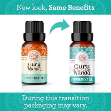 GuruNanda Peppermint Essential Oil, 100% Pure, Natural & Undiluted Aromatherapy Oil for Diffusers & ...