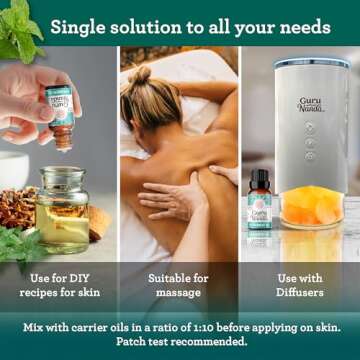 GuruNanda Peppermint Essential Oil, 100% Pure, Natural & Undiluted Aromatherapy Oil for Diffusers & DIY Recipes, Promotes Mental Clarity (2x0.5 Fl Oz)