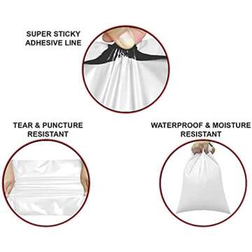 Poly Mailers 12X15.5 Inch White 100 Pack Shipping Bags #5 Strong Mailing Envelopes for Small Business, Packing Supplies. Waterproof and Tear-Proof Mailing Bags 2.1 Mil Thick
