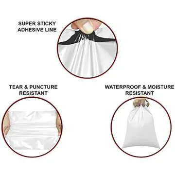 Poly Mailers 12X15.5 Inch White 100 Pack Shipping Bags #5 Strong Mailing Envelopes for Small Business, Packing Supplies. Waterproof and Tear-Proof Mailing Bags 2.1 Mil Thick