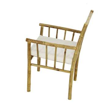 Statra Bamboo Accent Dining Chair With Arm - White Cushion, Natural