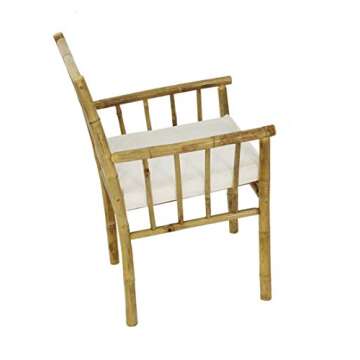 Statra Bamboo Accent Dining Chair With Arm - White Cushion, Natural
