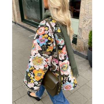 Stylish Yimoon Women's Floral Quilted Puffer Coat