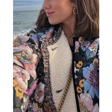 Stylish Yimoon Women's Floral Quilted Puffer Coat