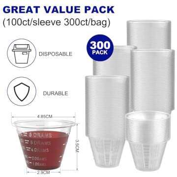 ReliMedPro Disposable Medicine Cups Graduated, Bulk Pack of 300, 1 oz (30ml) Small Plastic Measuring Cup for Liquid Medication, Paint, epoxy, Pill and Resin