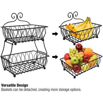 Stylish 2-Tier Sorbus Fruit Basket Display Stand for Kitchen & Home Storage