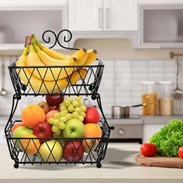 Stylish 2-Tier Sorbus Fruit Basket Stand for Home Use