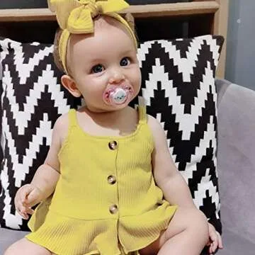 6-9 Month Girl Clothes Toddler Baby Girl Clothes Summer Infant Girls Short Sleeve Vintage Shirt Top Cotton Shorts Set Cute Girl Outfit 6-12 Months Yellow